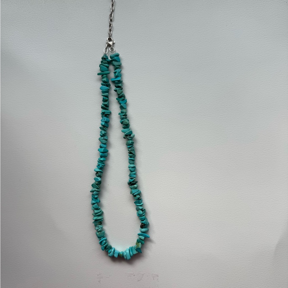 Peyote Bird Designs Sterling Silver and Turquoise Chip Necklace, Signed, 925